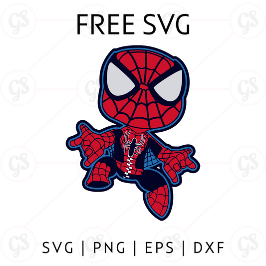 Spiderman Chibi SVG Free | Cute Cartoon Style Hero Cut File for Cricut & Silhouette