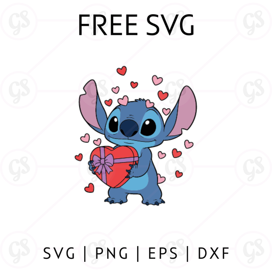 Stitch Valentine Heart Gift SVG Free | Romantic Love Design for Cricut & Silhouette