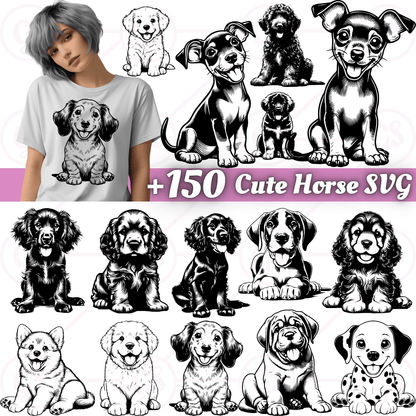 150+ Cute Puppies SVG Bundle for Cricut & Silhouette