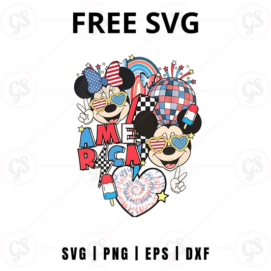 America Minnie SVG Free | Sunglasses and Bandana Patriotic Design for Cricut & Silhouette