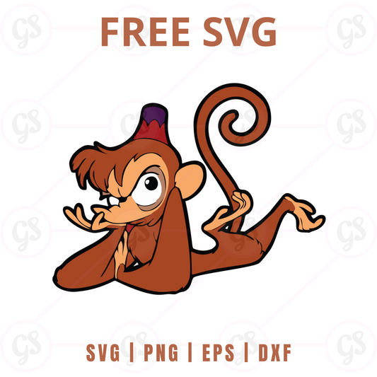 Abu SVG Free | Cute Monkey Lying Down with Curious Expression for Cricut & Silhouette