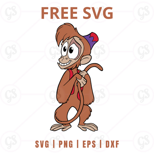 Abu SVG Free | Sweet Monkey Sitting with Shy Pose for Cricut & Silhouette