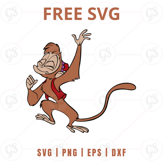 Abu SVG Free | Happy Monkey Waving with Big Smile for Cricut & Silhouette