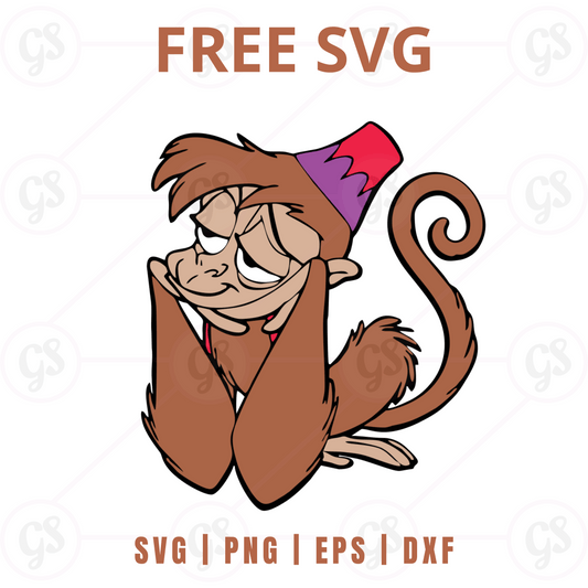 Abu SVG Free | Adorable Monkey Standing with Fez Hat for Cricut & Silhouette