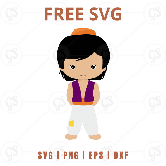 Aladdin Chibi SVG Free | Cute Mini Cartoon Character Design for Cricut & Silhouette