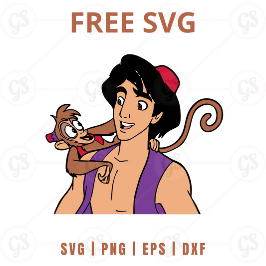 Aladdin and Abu SVG Free | Cute Monkey on Shoulder Design for Cricut & Silhouette
