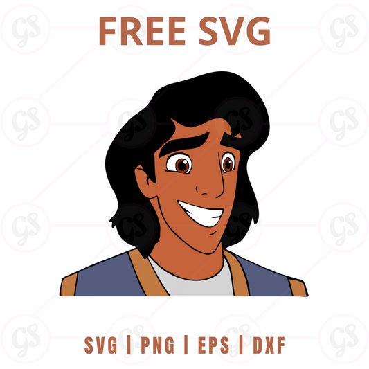 Aladdin SVG Free | Smiling Cartoon Character Face for Cricut & Silhouette