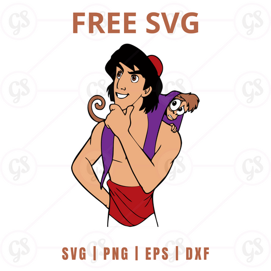 Aladdin and Abu SVG Free | Playful Companion Duo Pose for Cricut & Silhouette