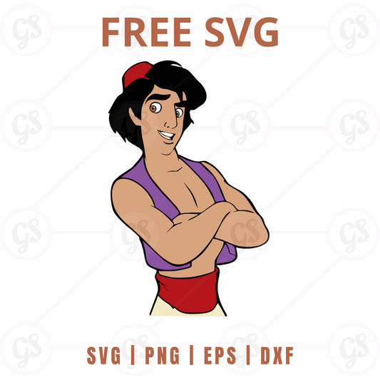 Aladdin SVG Free | Arms Crossed Confident Stance for Cricut & Silhouette