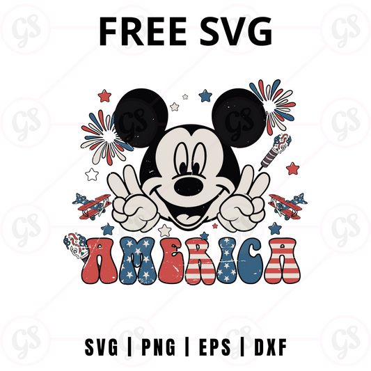 America Mickey Head SVG Free | Flag Filled Ears Design for Cricut & Silhouette