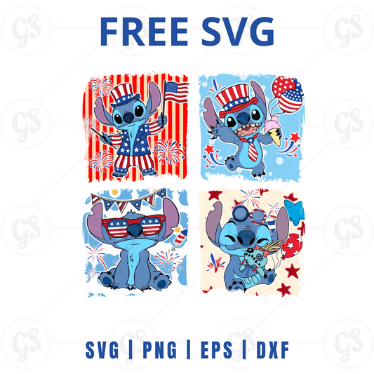 Stitch 4th of July SVG Free | Cute July 4 Design for Cricut & Silhouette