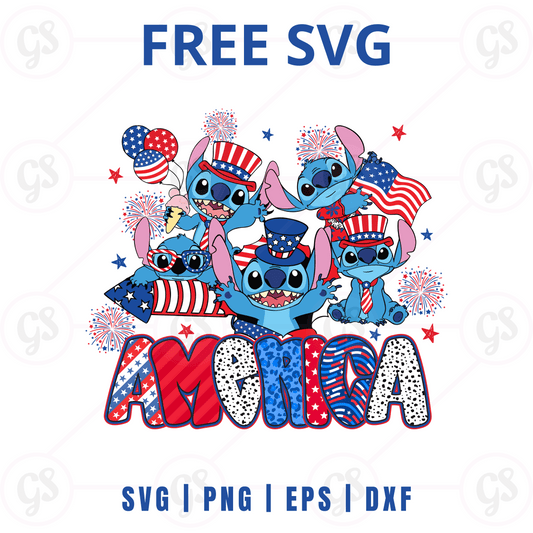 Stitch America SVG Free | Patriotic Flag Design for Cricut & Silhouette