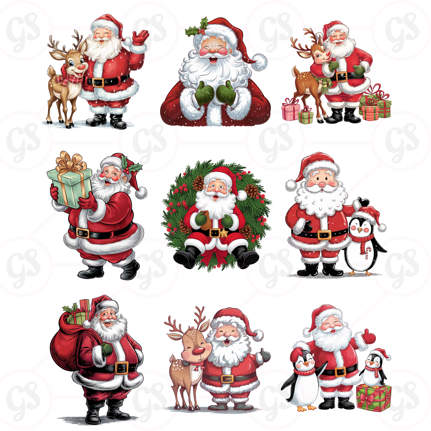 Santa Christmas SVG Bundle for Cutting Machines, Christmas Crafts & Gifts