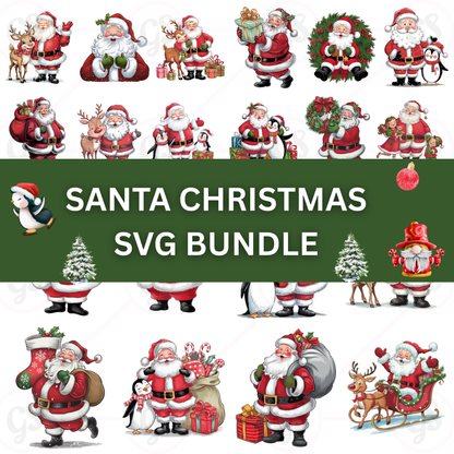 Santa Christmas SVG Bundle for Cutting Machines, Christmas Crafts & Gifts