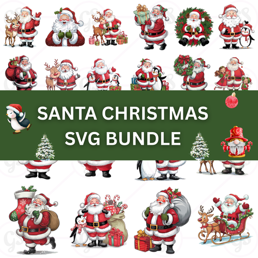 Santa Christmas SVG Bundle for Cutting Machines, Christmas Crafts & Gifts