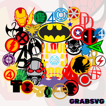 120+ Superhero Symbols SVG Bundle