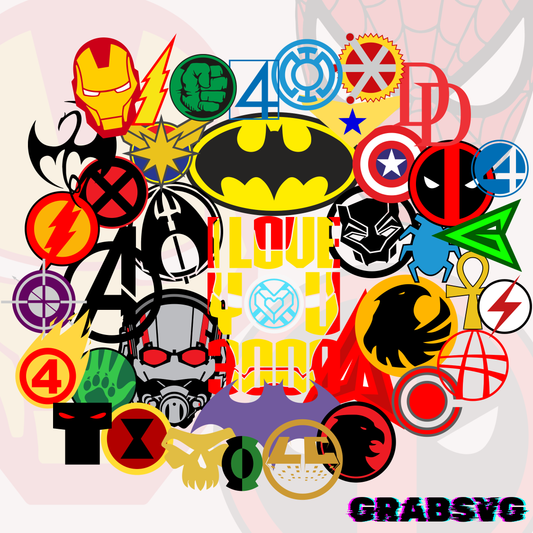 120+ Superhero Symbols SVG Bundle