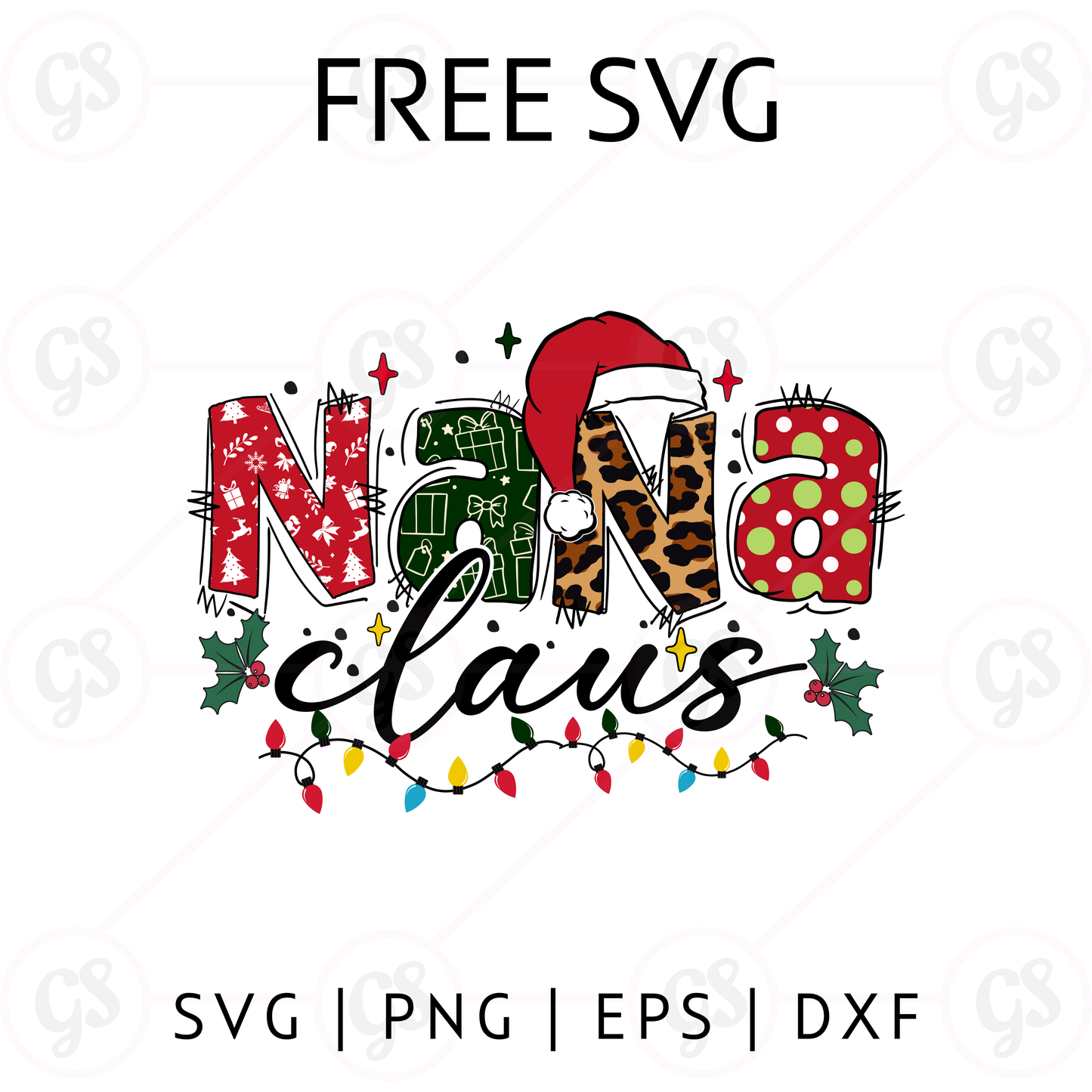 Christmas Mama Gigi Nana Claus SVG Free | Festive T-Shirt Design for Cricut & Silhouette