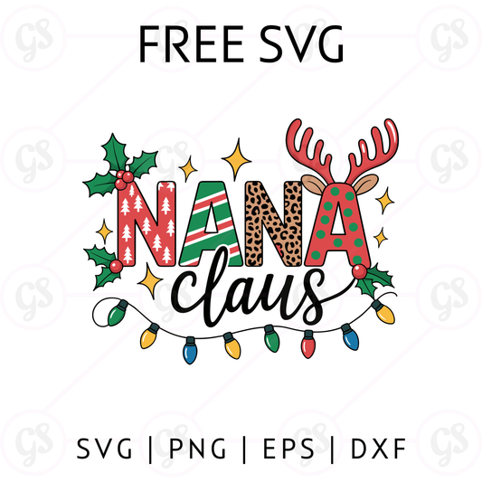Christmas Nana Claus SVG Free | Cute Santa Reindeer Design for Cricut & Silhouette