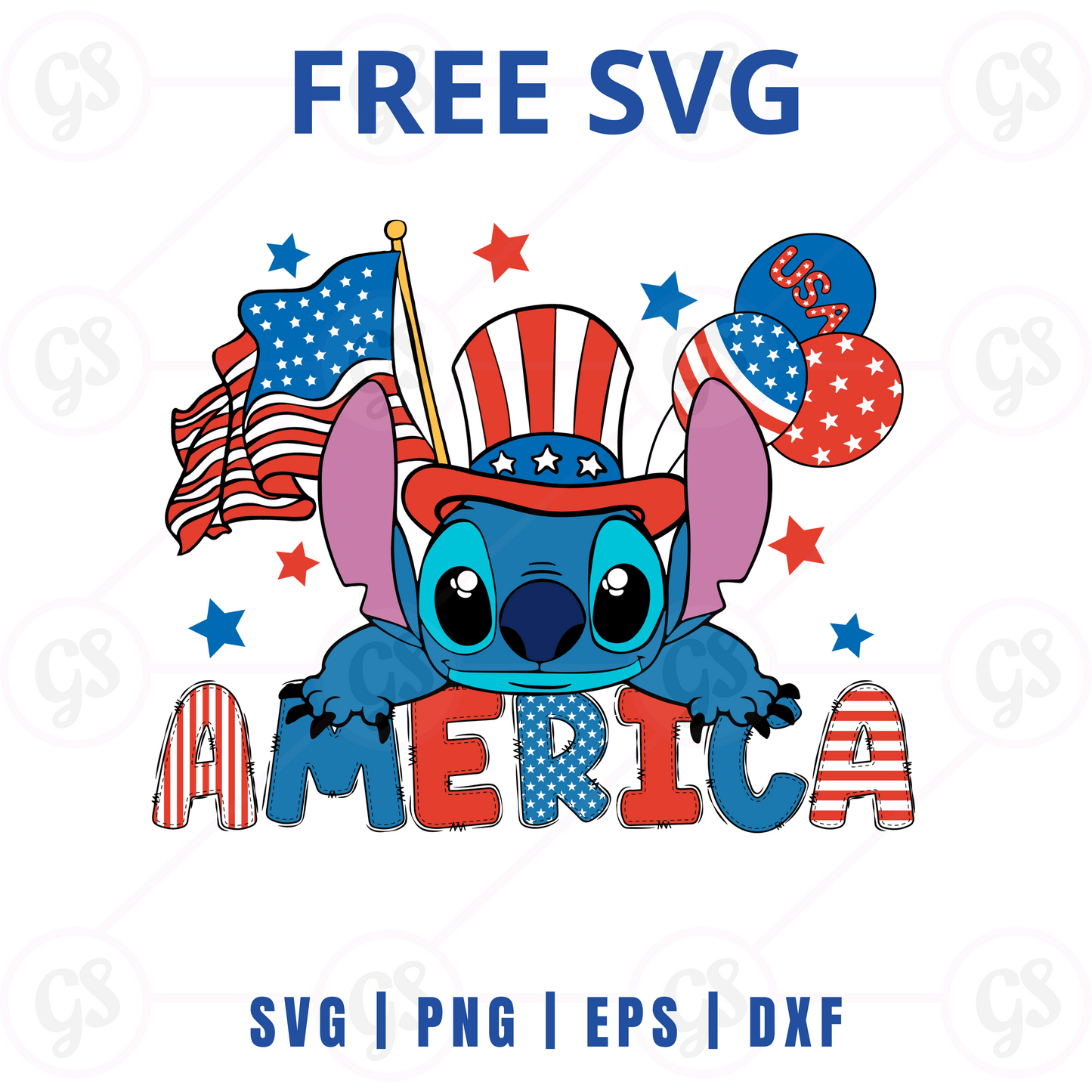 Stitch USA Flag SVG Free | Adorable USA Ears Design for Cricut & Silhouette