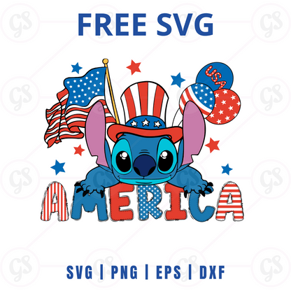 Stitch USA Flag SVG Free | Adorable USA Ears Design for Cricut & Silhouette