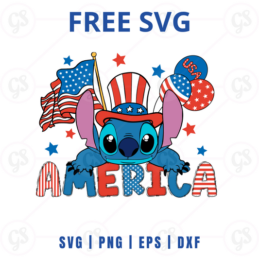 Stitch USA Flag SVG Free | Adorable USA Ears Design for Cricut & Silhouette