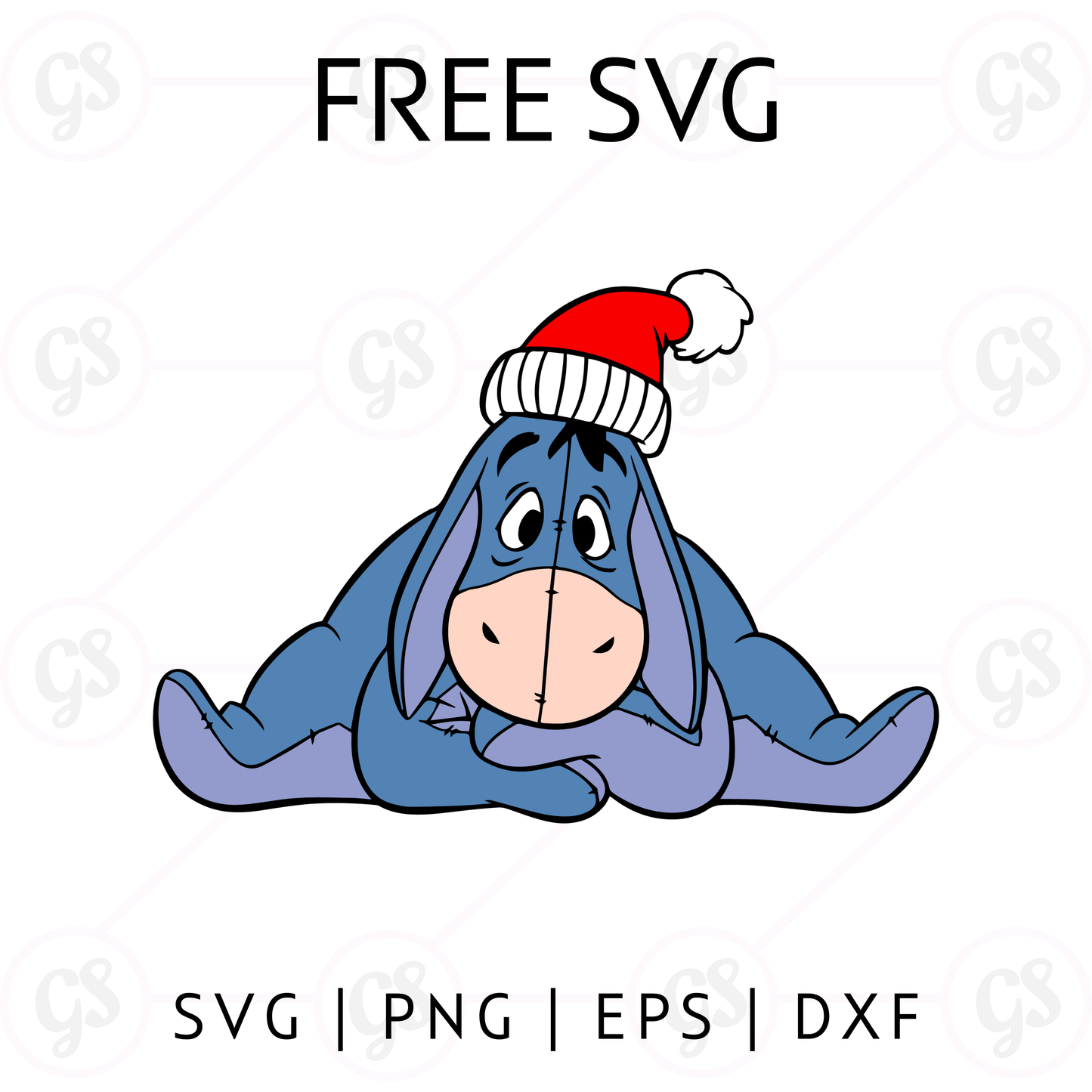 Eeyore Christmas Hat SVG Free | Adorable Holiday Cut File for Cricut & Silhouette