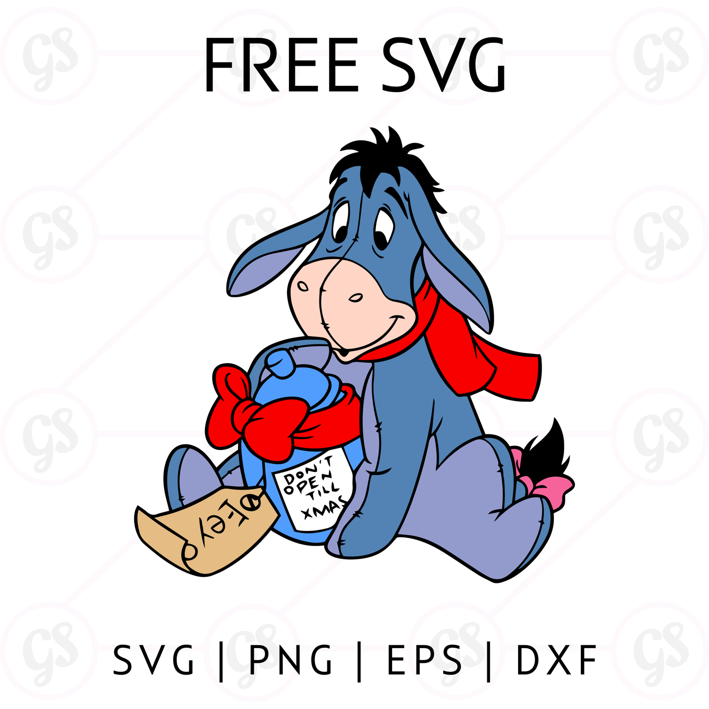 Eeyore Gift Bag SVG Free | Cute Christmas SVG for Cricut & Silhouette
