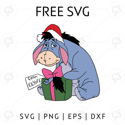 Eeyore Gift from Pooh SVG Free | Sweet Holiday SVG for Cricut & Silhouette