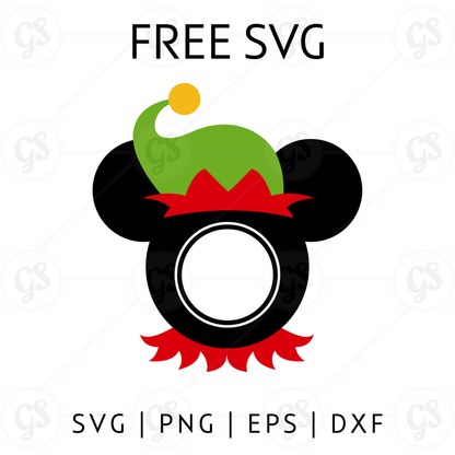 Elf Mickey SVG Free | Cute Disney Elf Ears Christmas Design