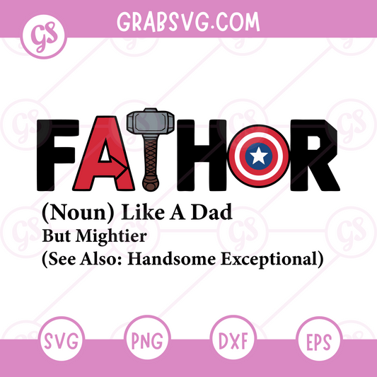 Father SVG design featuring a bold superhero-inspired “FATHOR” quote – perfect for celebrating dads with strength, humor, and style. This high-quality SVG file is ideal for Cricut, Silhouette, and other cutting machines.