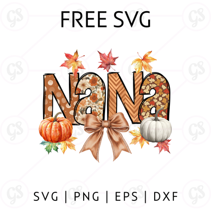 Fall Nana Coquette SVG Free | Pumpkin & Leaves Design for Cricut & Silhouette