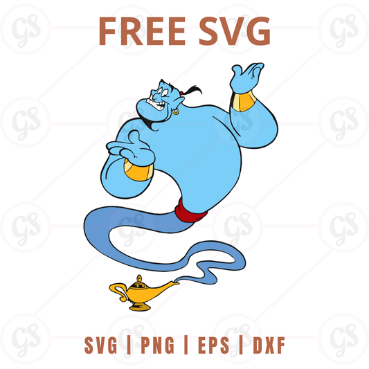 Genie SVG Free | Cheerful Waving Genie with Magic Lamp for Cricut & Silhouette
