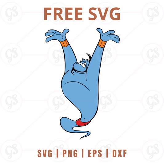 Genie SVG Free | Comical Upside-Down Surprise Pose for Cricut & Silhouette