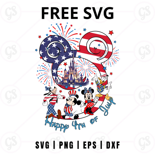 Happy 4th of July Castle SVG Free | Fireworks and Castle Celebration Design for Cricut & Silhouette