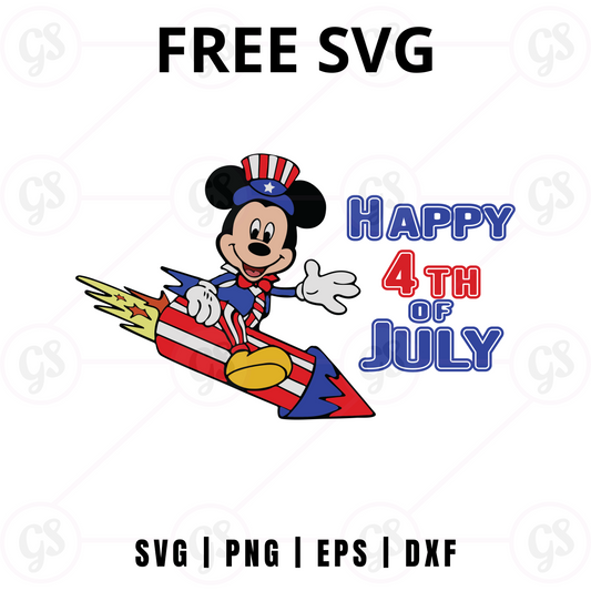 Happy 4th of July Mickey SVG Free | Disney Fireworks Cut File for Cricut & Silhouette