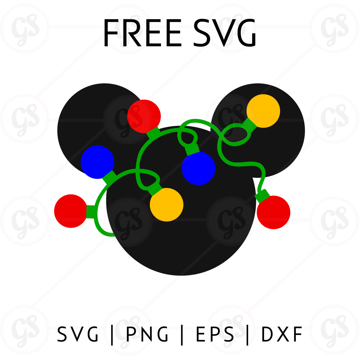Mickey Christmas Lights SVG Free | Festive Disney Ears Design