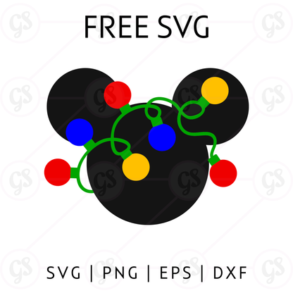 Mickey Christmas Lights SVG Free | Festive Disney Ears Design
