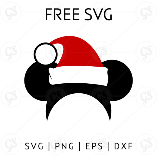 Mickey Face Santa SVG Free | Disney Christmas Ears Cut File