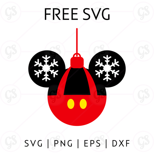 Mickey Ornament SVG Free | Cute Disney Christmas Ball for Cricut & Silhouette