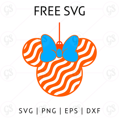 Mickey Ornament SVG Free | Orange and Blue Christmas Ears Design
