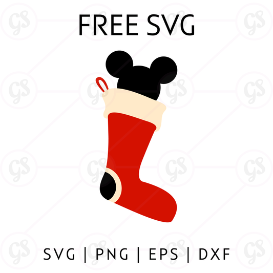 Mickey Red Stocking SVG Free | Simple Disney Christmas Design