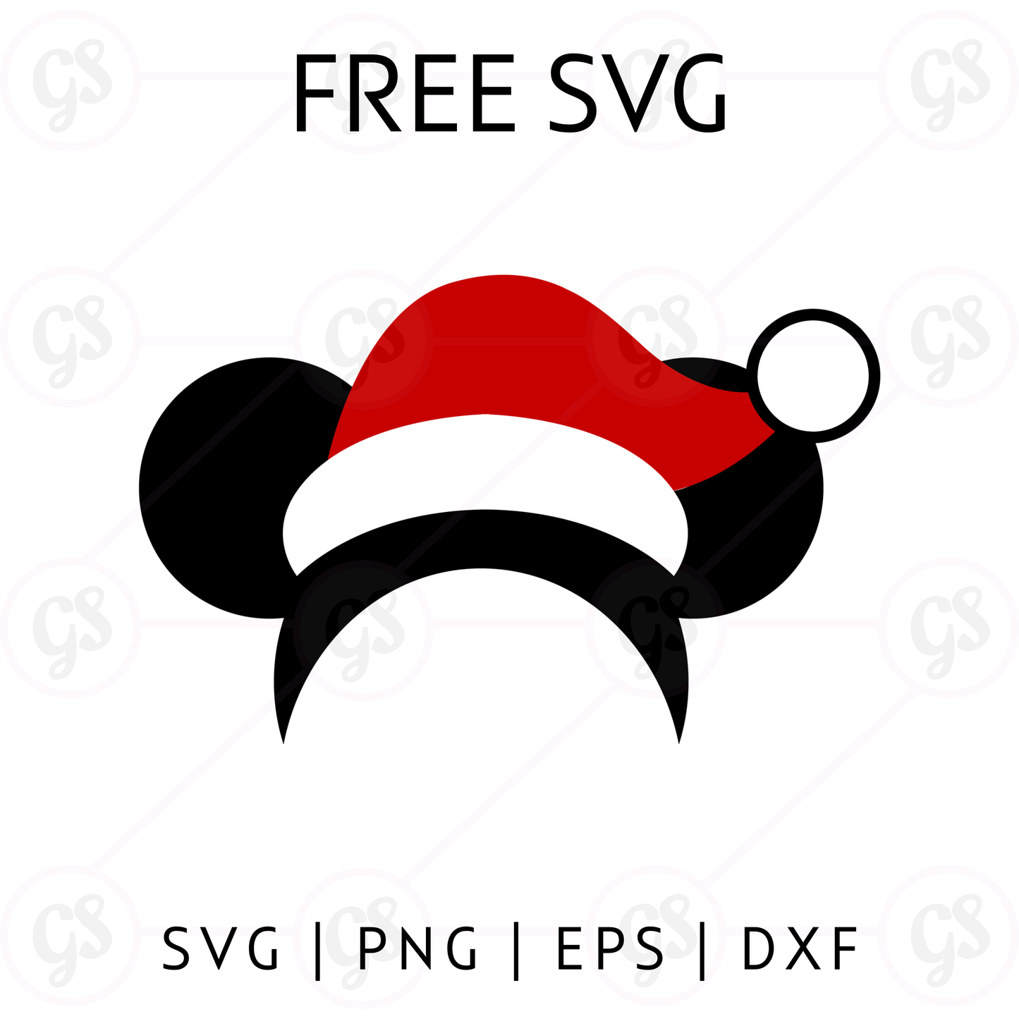 Mickey Santa SVG Free | Minimal Holiday Ears Cut File