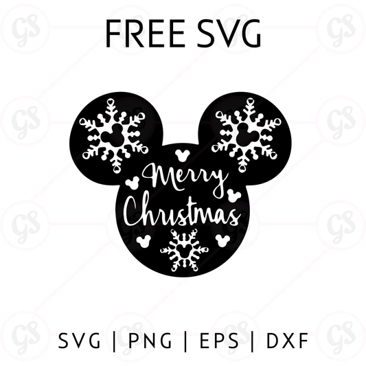 Mickey Snowflake Merry Christmas SVG Free | Holiday SVG for Cricut & Silhouette