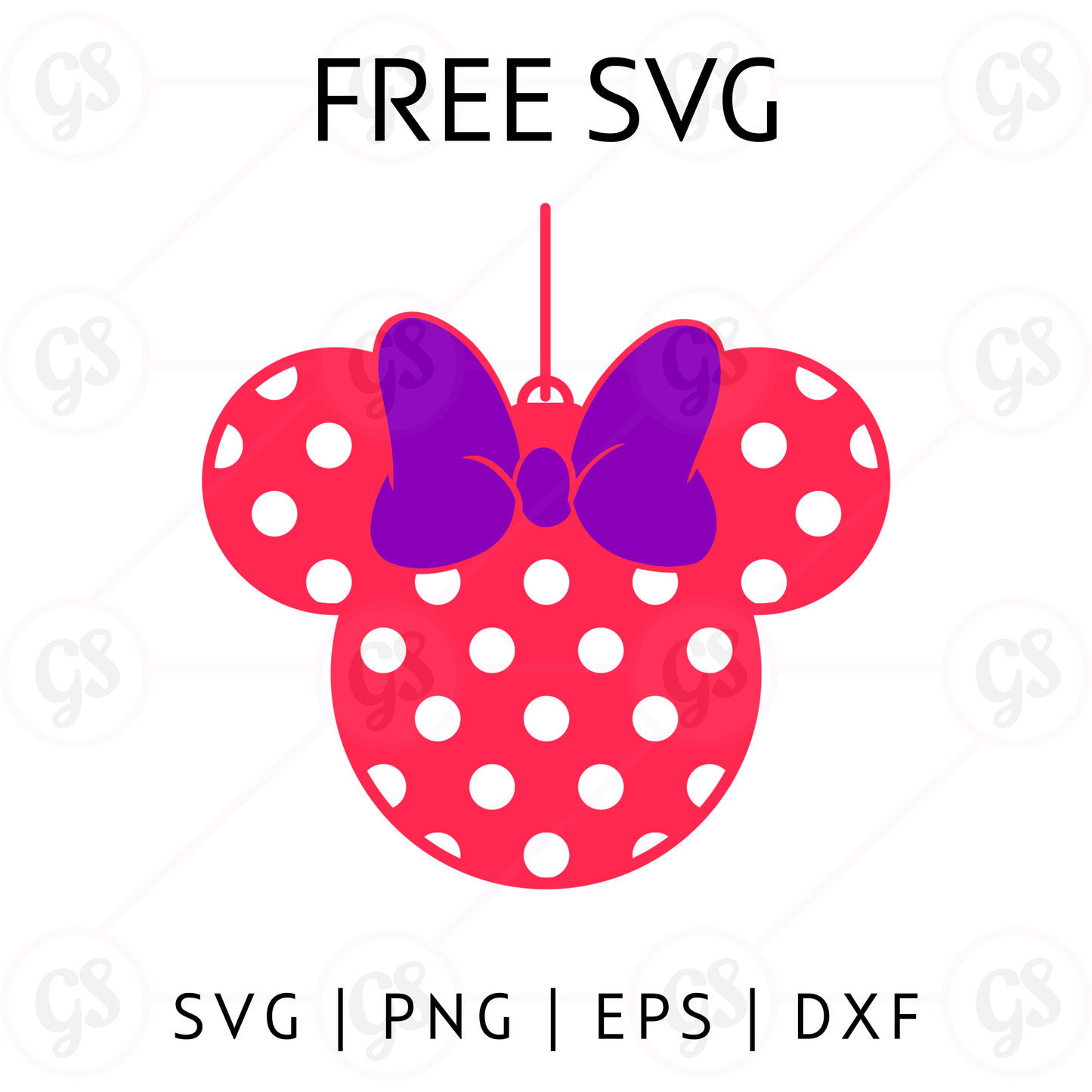 Minnie Bow Ornament SVG Free | Disney Polka Dot Christmas Design for Cricut