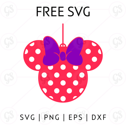 Minnie Bow Ornament SVG Free | Disney Polka Dot Christmas Design for Cricut