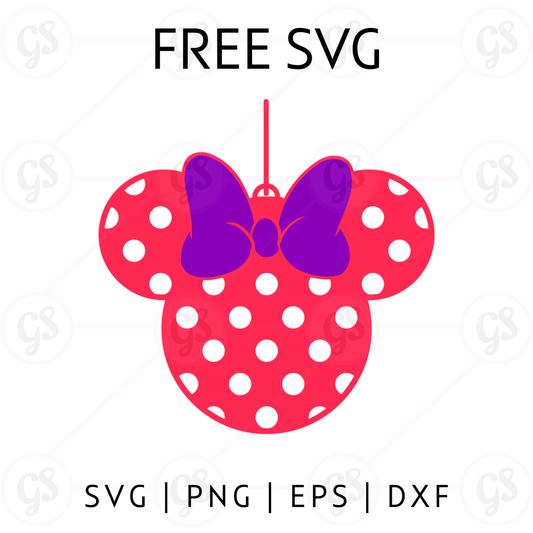 Minnie Bow Ornament SVG Free | Disney Polka Dot Christmas Design for Cricut