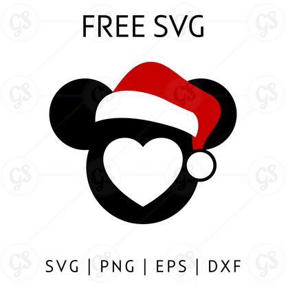 Minnie Heart Santa SVG Free | Cute Holiday Bow and Hat Design