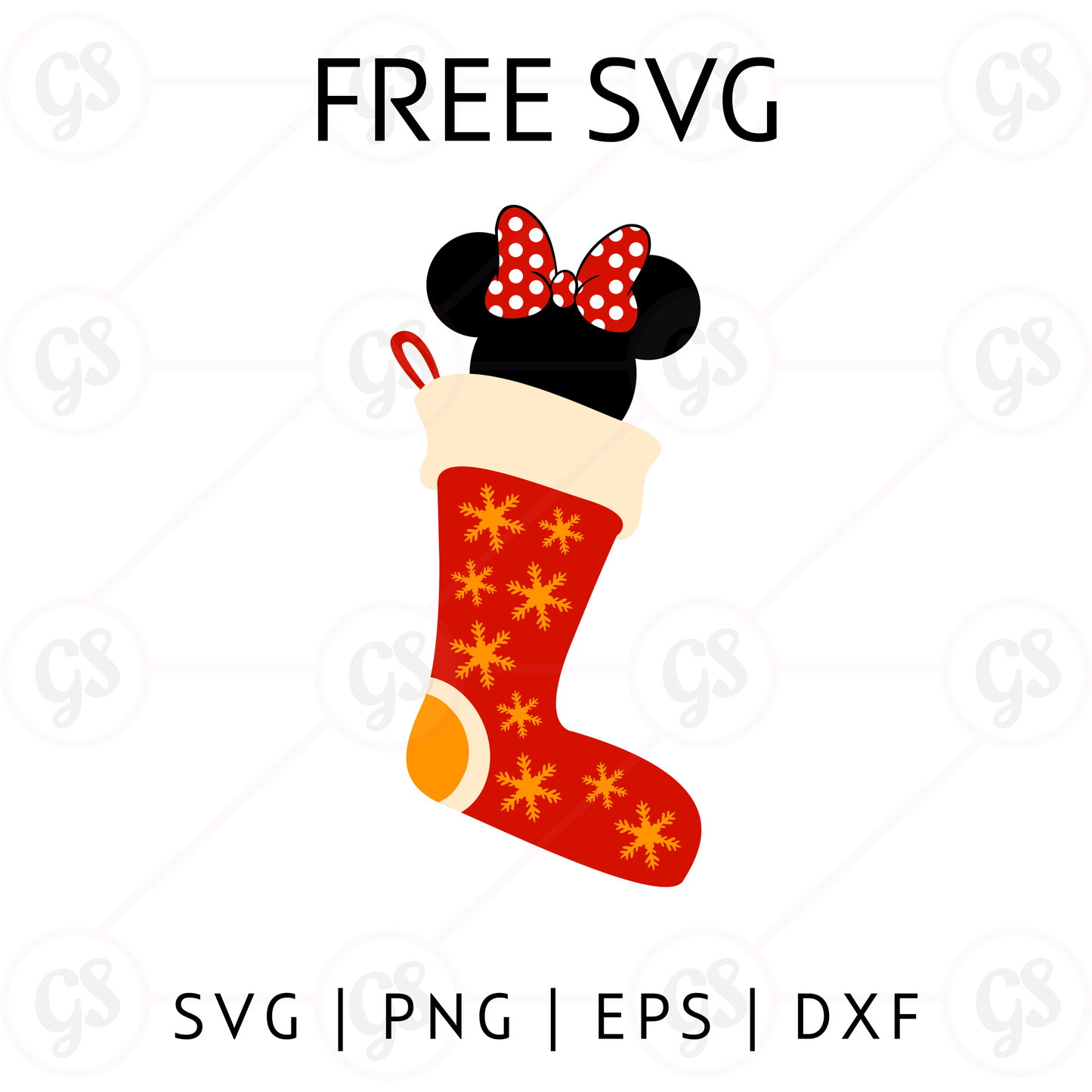 Minnie Star Stocking SVG Free | Red and Gold Holiday Sock SVG
