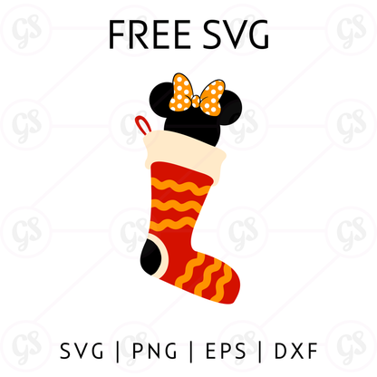 Minnie Zigzag Stocking SVG Free | Fun Disney Christmas Design